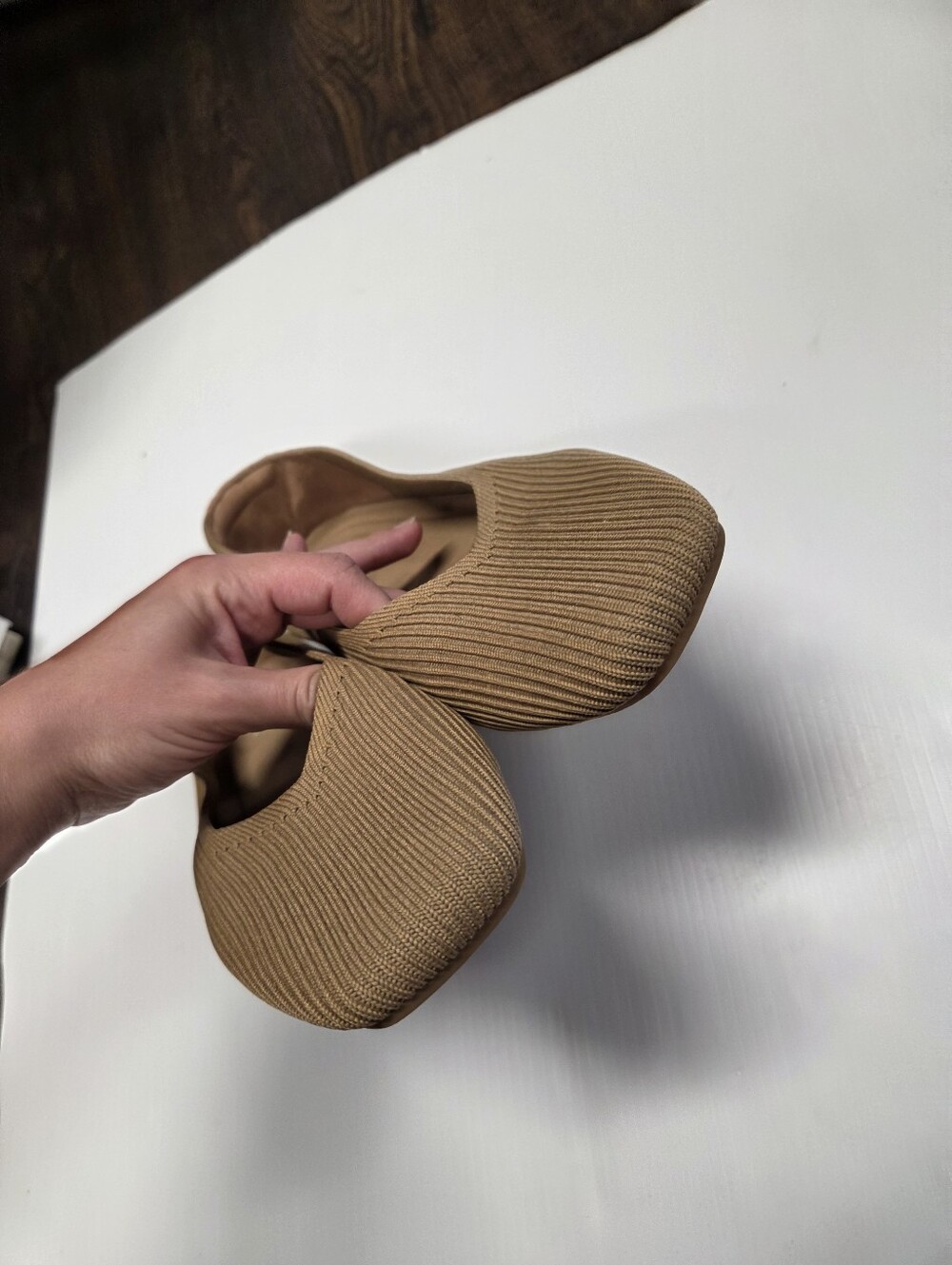 VIVAIA Margot Square Toe Knit Flats Nutmeg Beige Sustainable Comfort 42 10.5 - Picture 5 of 9